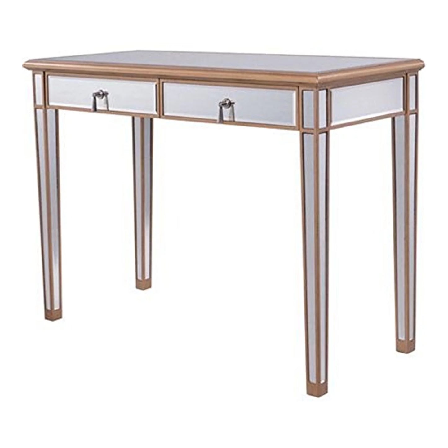 2 drawers dressing table 42 in. x 18 in. x 31 in. in gold paint