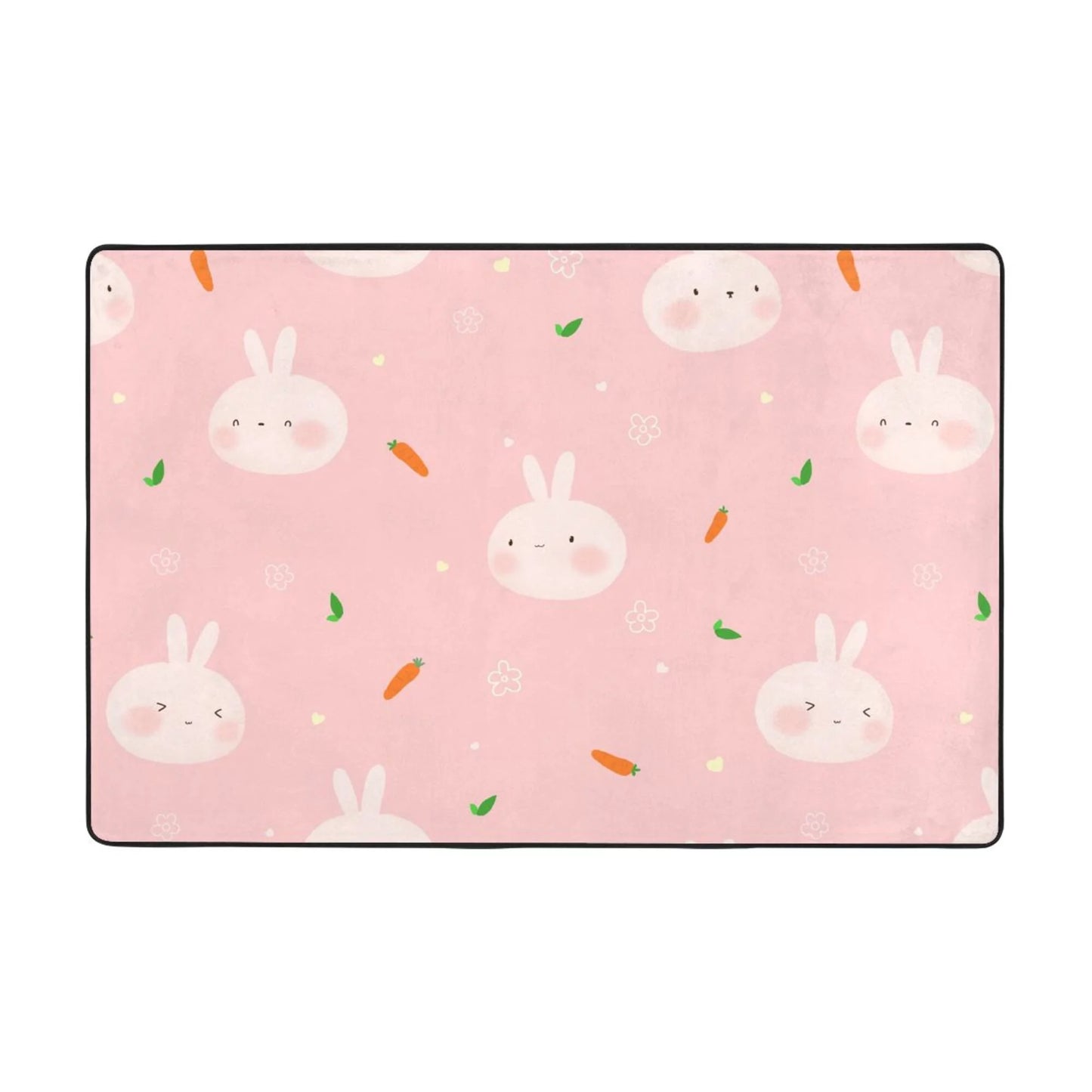 Xmxy cute rabbit carrot flower area rugs doormat outdoor entrance , facecloth non-slip floor mat rug for living room kitchen sink area indoor 36"x24"