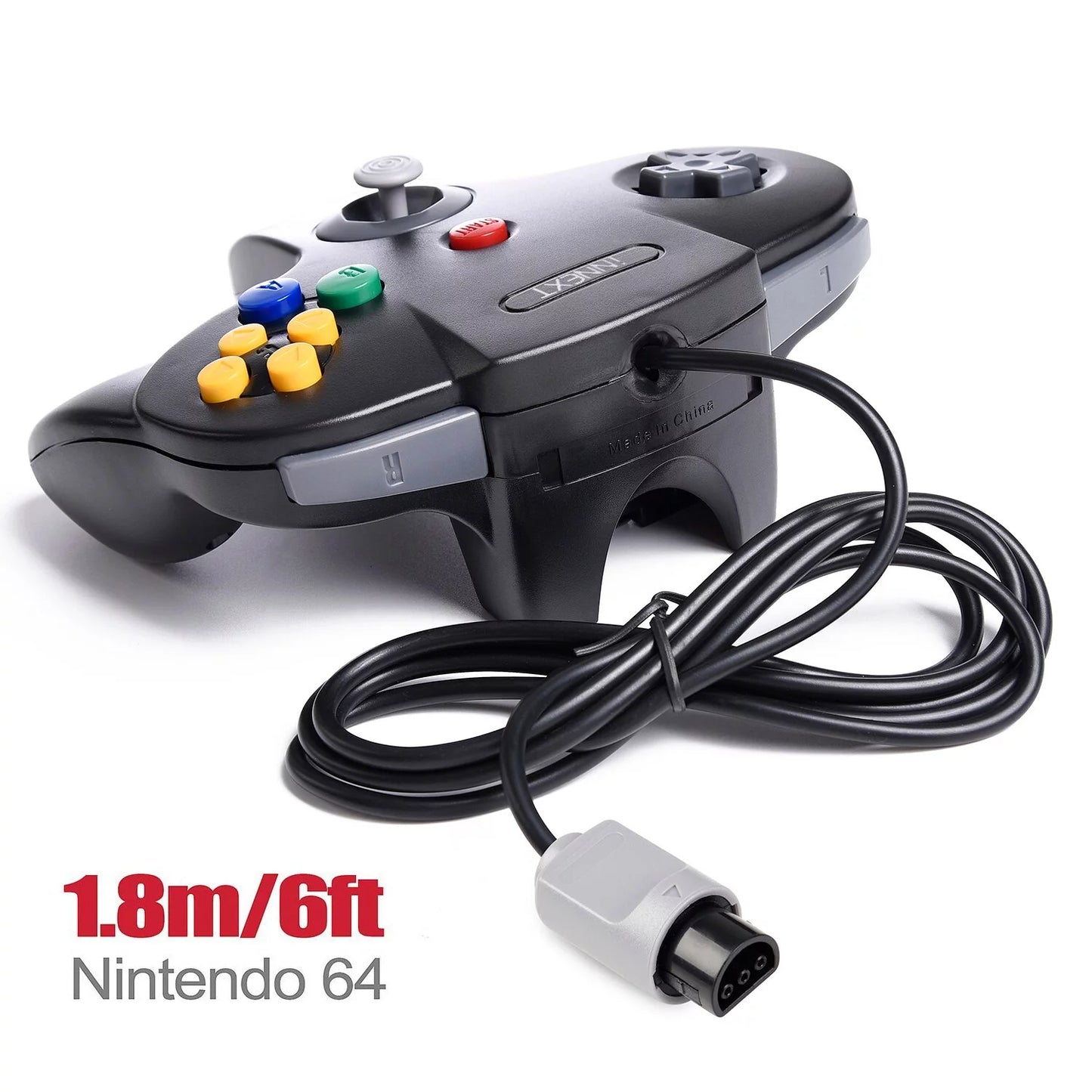 2 pack n64 controller, innext classic wired n64 64-bit game pad joystick for ultra 64 video game console n64 system (black)