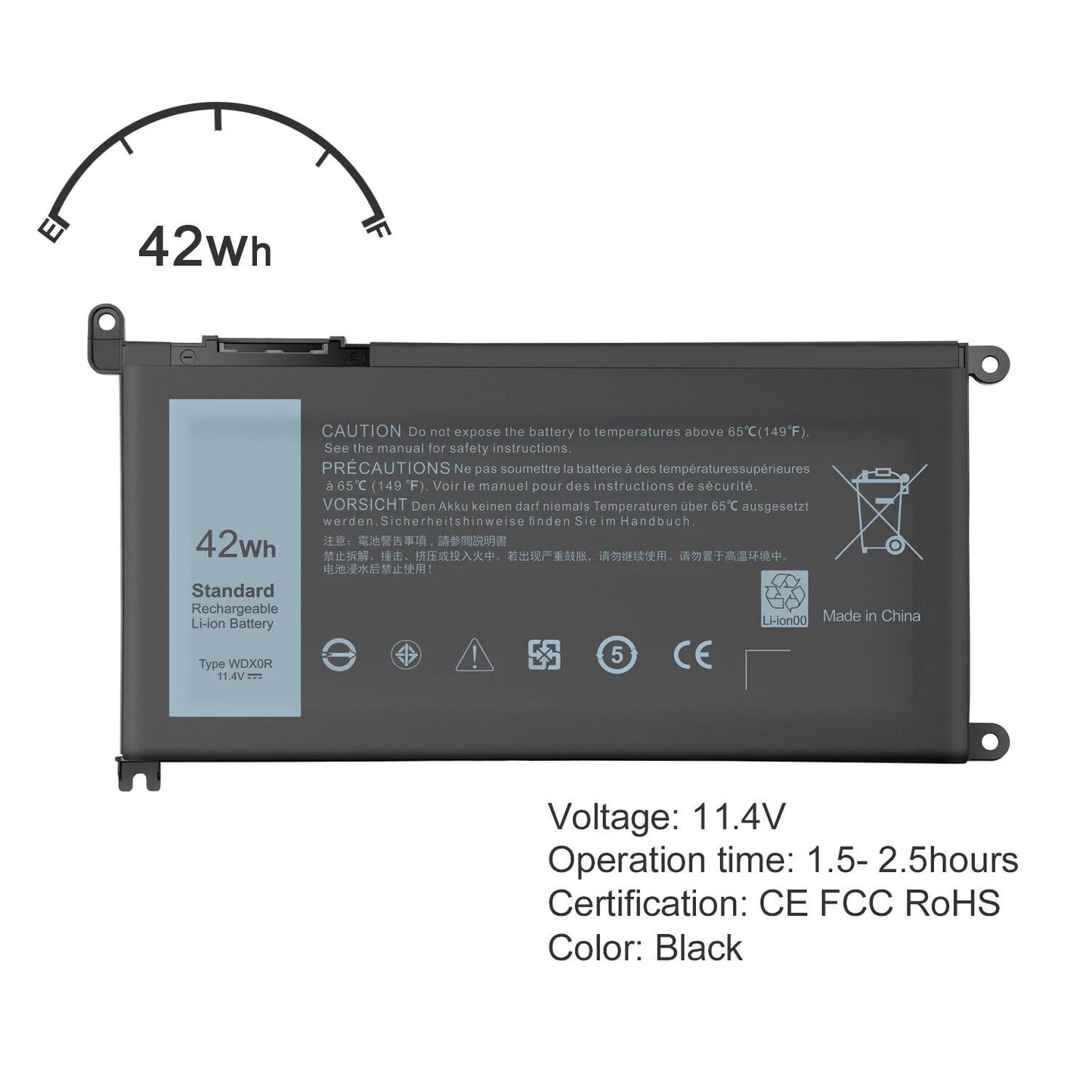 4cell wdx0r laptop battery for dell inspiron 13-5000 13-7000 15-5000 15-7000 new