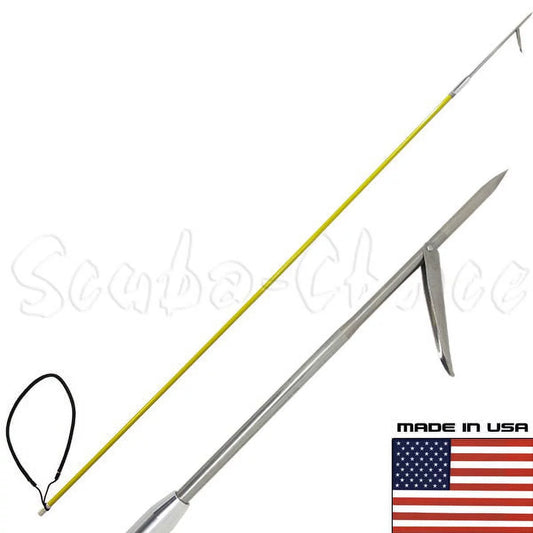 7' one piece spearfishing fiber glass pole spear w/ 1 prong single barb tip