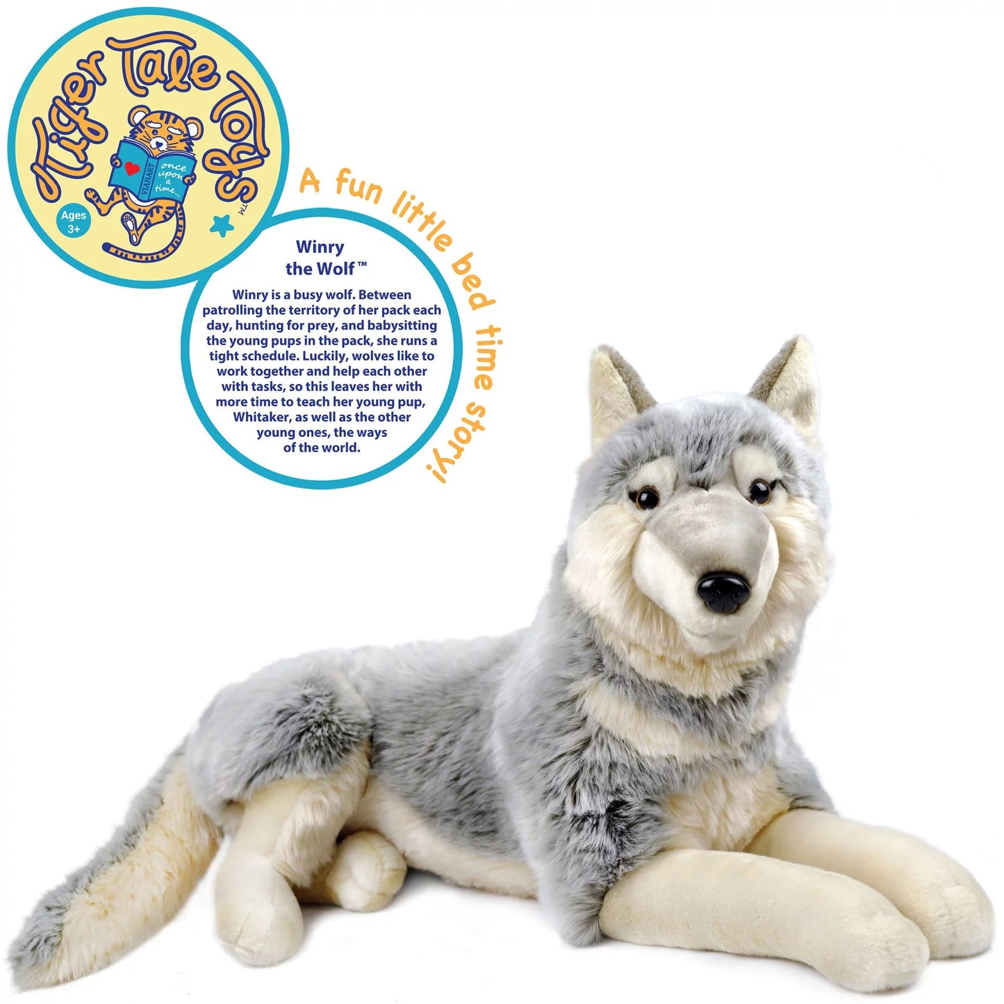 Winry the wolf - 27 inch (not including tail measurement) stuffed animal plush dog - by tiger tale toys