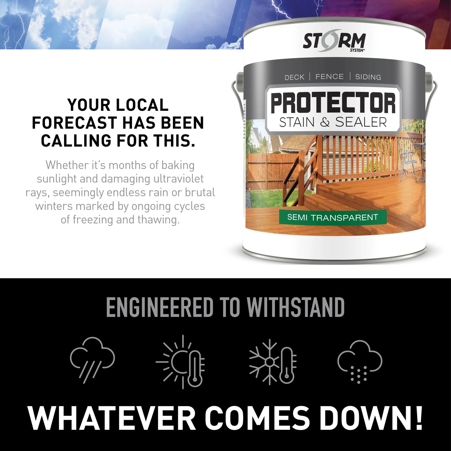 Storm system protector semi-transparent stain and sealer