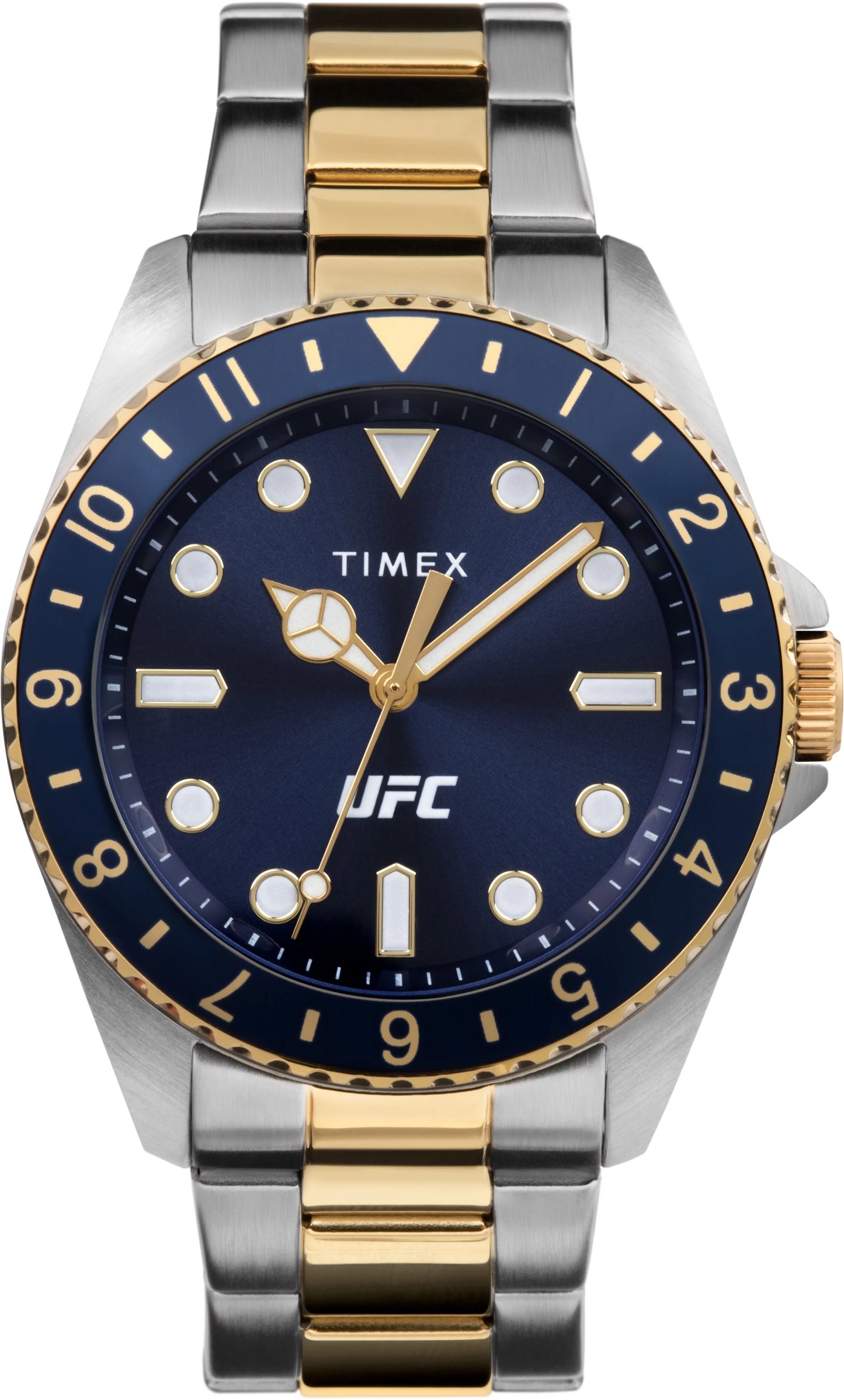 Timex ufc men's debut 42mm watch - two-tone strap blue dial silver-tone case