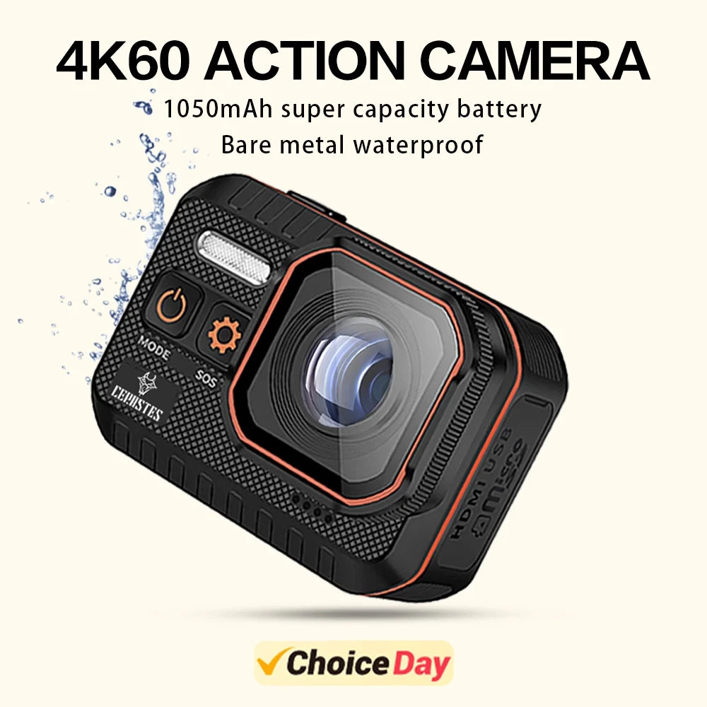 Action camera 4k60fps with remote control screen waterproof sport camera drive recorder sports camera helmet action cam