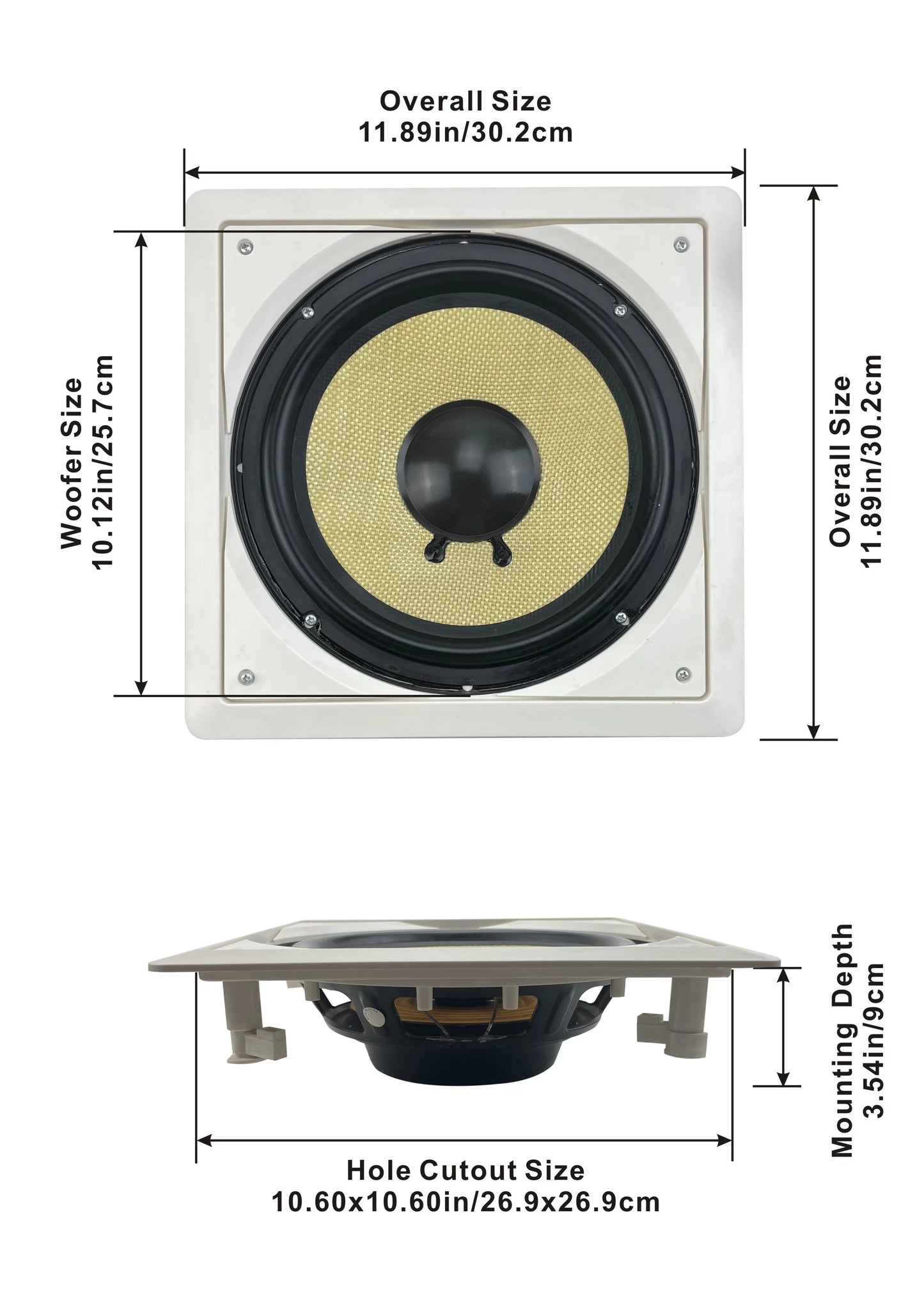 Acoustic audio hd-s10 flush mount subwoofers with 10" speaker and amps 2 pack