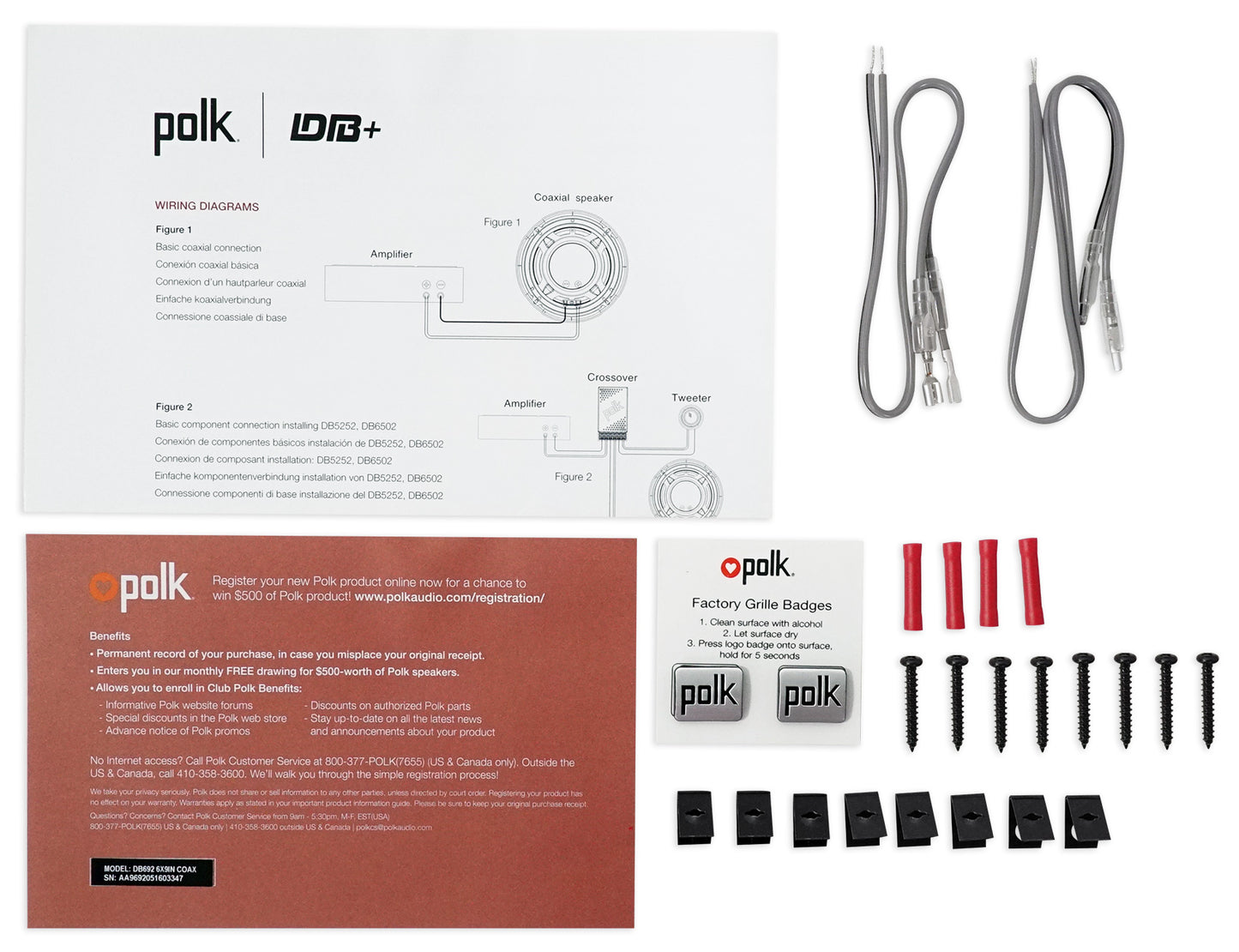 2) polk audio db692 6x9" 450w car audio marine/atv/motorcycle speakers+cyberbuds