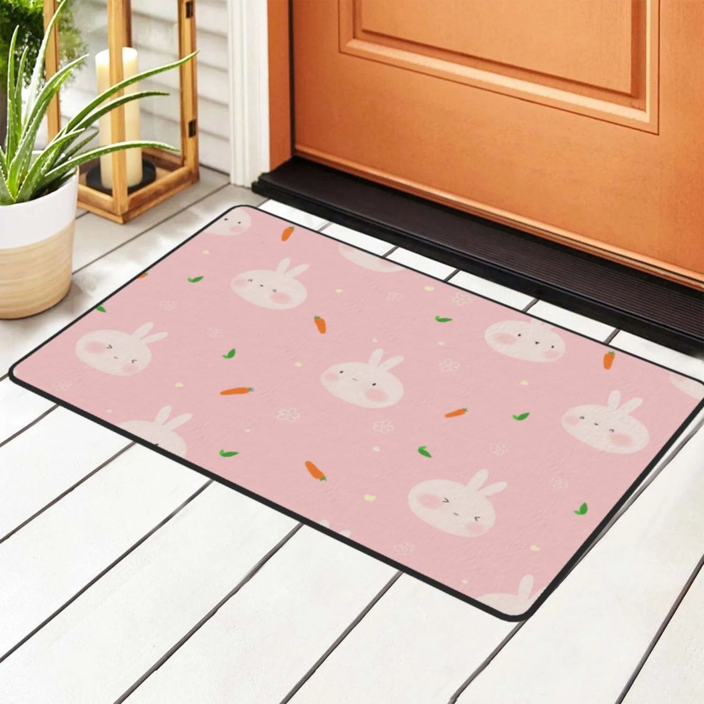 Xmxy cute rabbit carrot flower area rugs doormat outdoor entrance , facecloth non-slip floor mat rug for living room kitchen sink area indoor 36"x24"