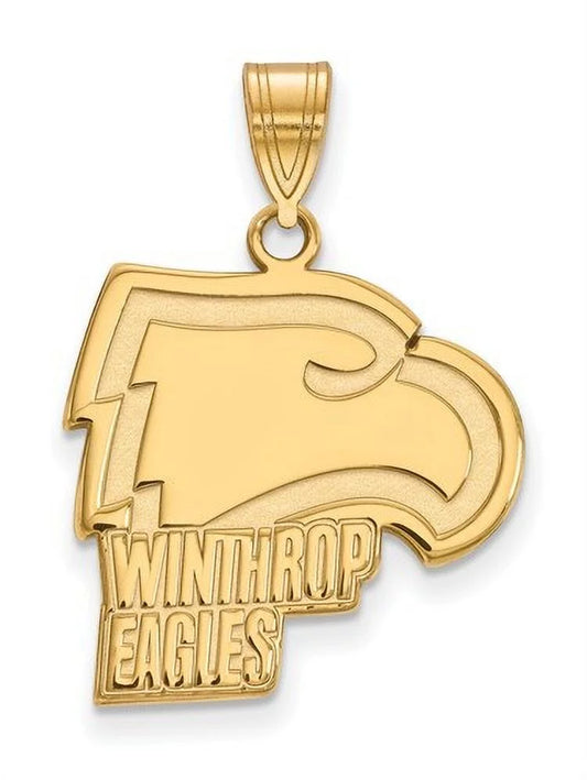 14k yellow gold logoart official licensed collegiate winthrop university (wu) large pendant