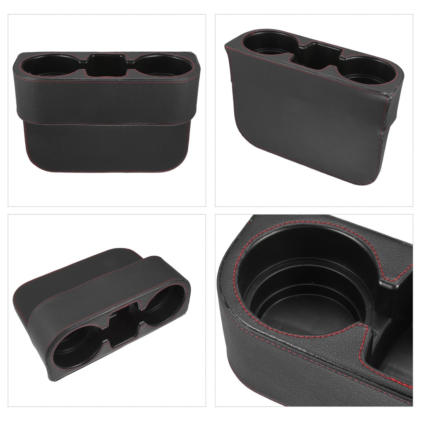 Car seat gap filler multi-function cup holder car seat organizer console side pocket storage box black red