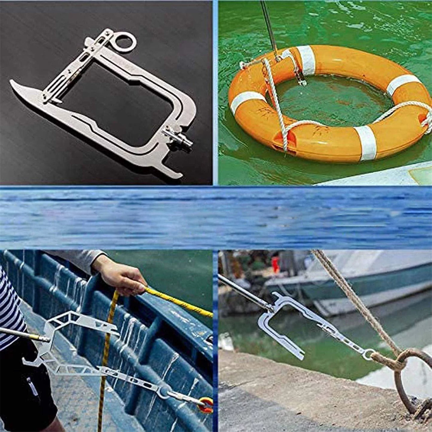 Telescopic boat hook dock hook threader suitable for docking hook and moor, excellent performance