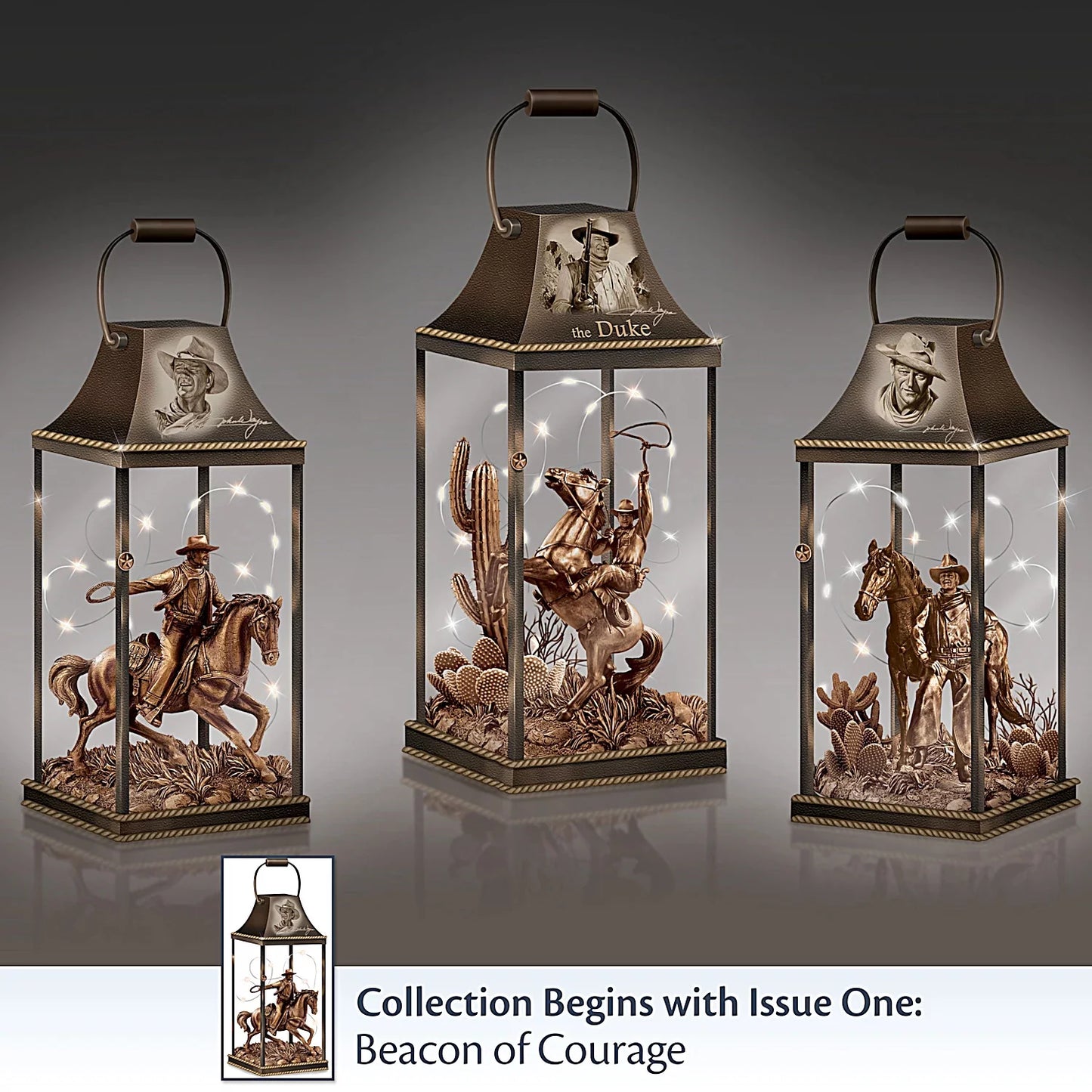 The bradford exchange justice personified john wayne hollywood luminary lantern collection 9 to 10-inches