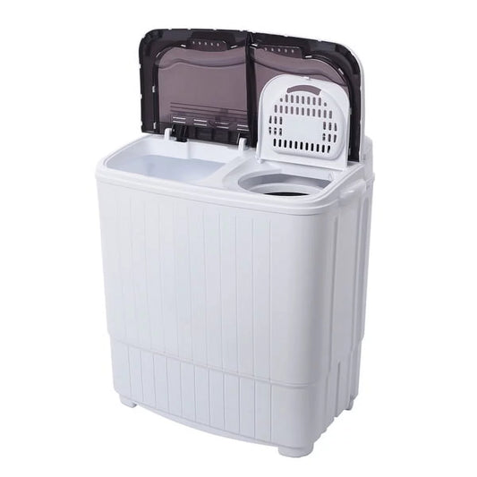 Sythers semi-automatic washing machine 14.3lbs, mini 7.7lbs washer machine with 6.6lbs spinner, twin tub washer combo with drain pump, for dorms apartments