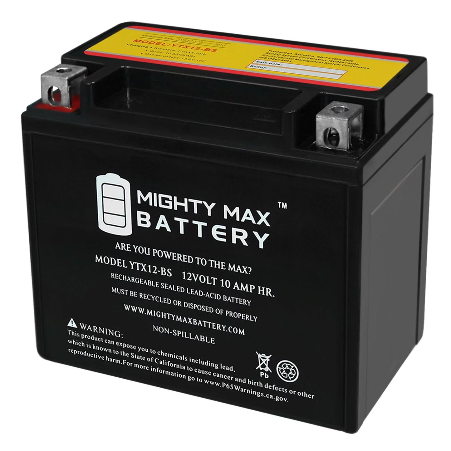 Ytx12-bs 12v 10ah replacement battery for protek ytx12-bs