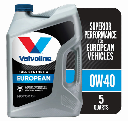 Valvoline european vehicle full synthetic 0w-40 motor oil 5 qt