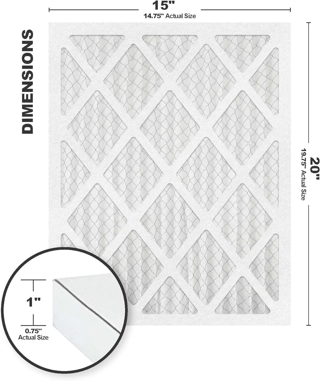 15x20x1 air filters replacement(14.75 x 19.75) merv 11 air filter/furnace filters (6 pack)