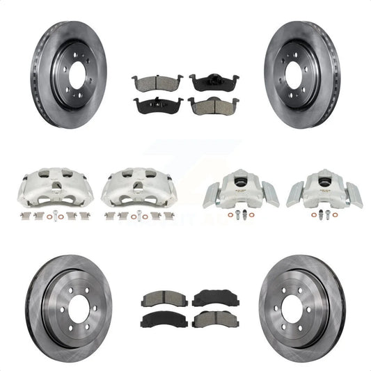 Transit auto front rear disc brake caliper rotors and semi-metallic pads kit (10pc) for 2010-2017 ford expedition lincoln navigator kc8-101094s