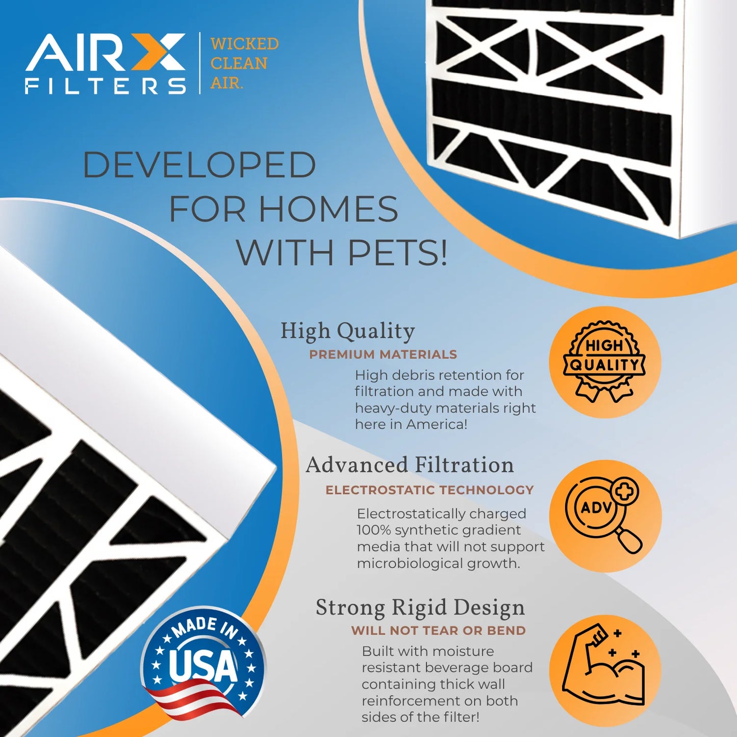 16x20x4 air filter odor eliminator carbon filter merv 8 comparable to mpr 700 & fpr 5 ac hvac premium usa made 16x20x4 furnace filters by airx filters wicked clean air. 6 pack