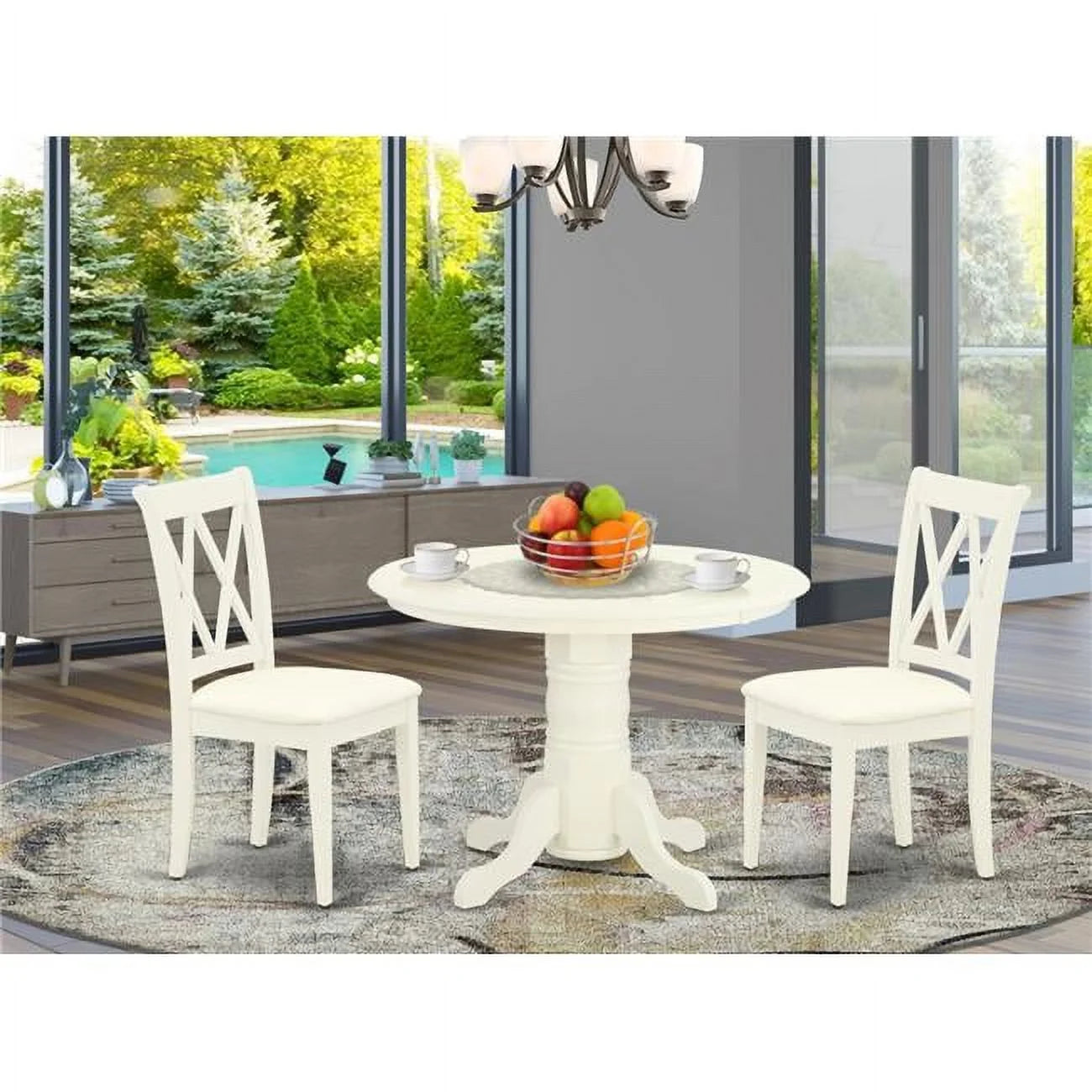 3 piece shelton dinette set - linen white