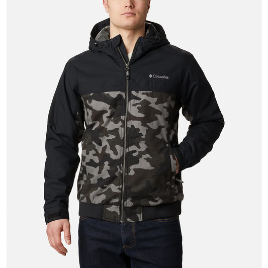 Columbia men's loma vista hooded jacket, black traditional camo/black, small