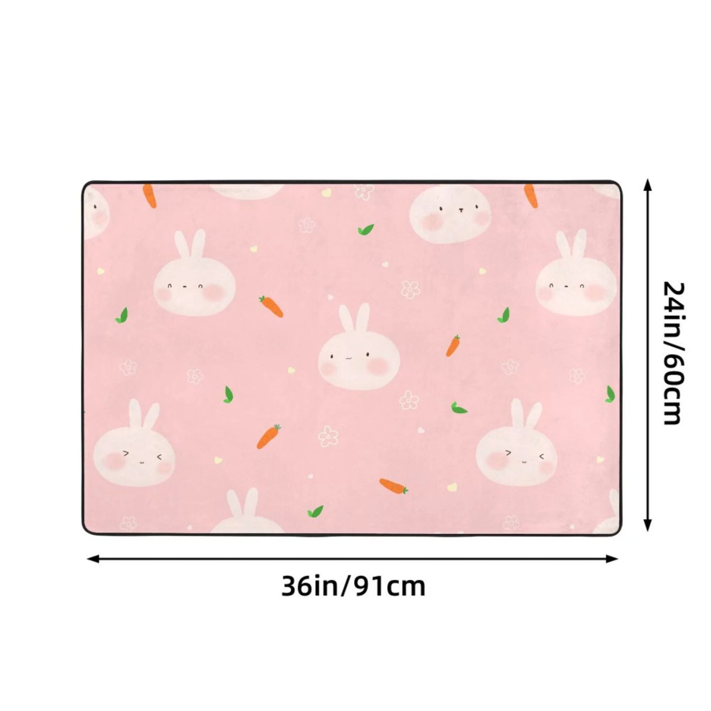 Xmxy cute rabbit carrot flower area rugs doormat outdoor entrance , facecloth non-slip floor mat rug for living room kitchen sink area indoor 36"x24"