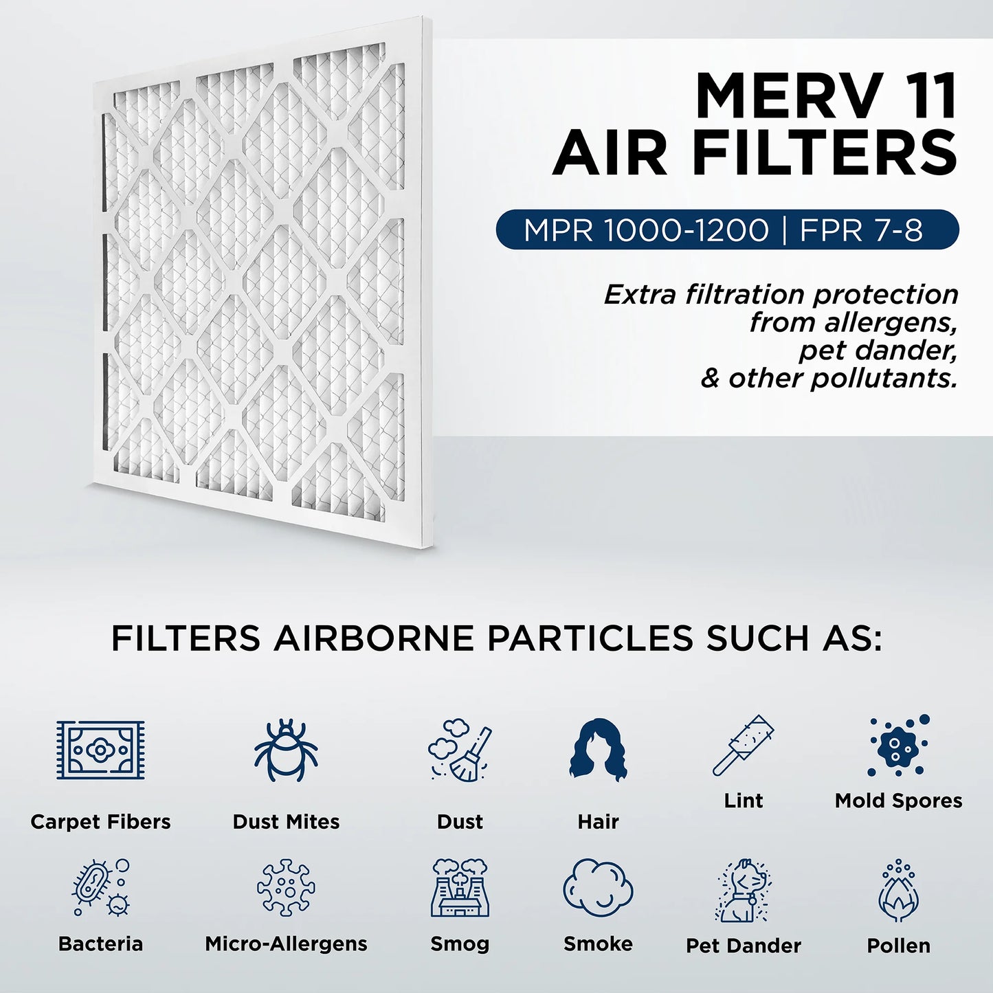 20x24x1 merv 11, mpr 1000 pleated ac furnace 1" air filters by pamlico. case of 12. actual size: 19-1/2 x 23-1/2 x 3/4