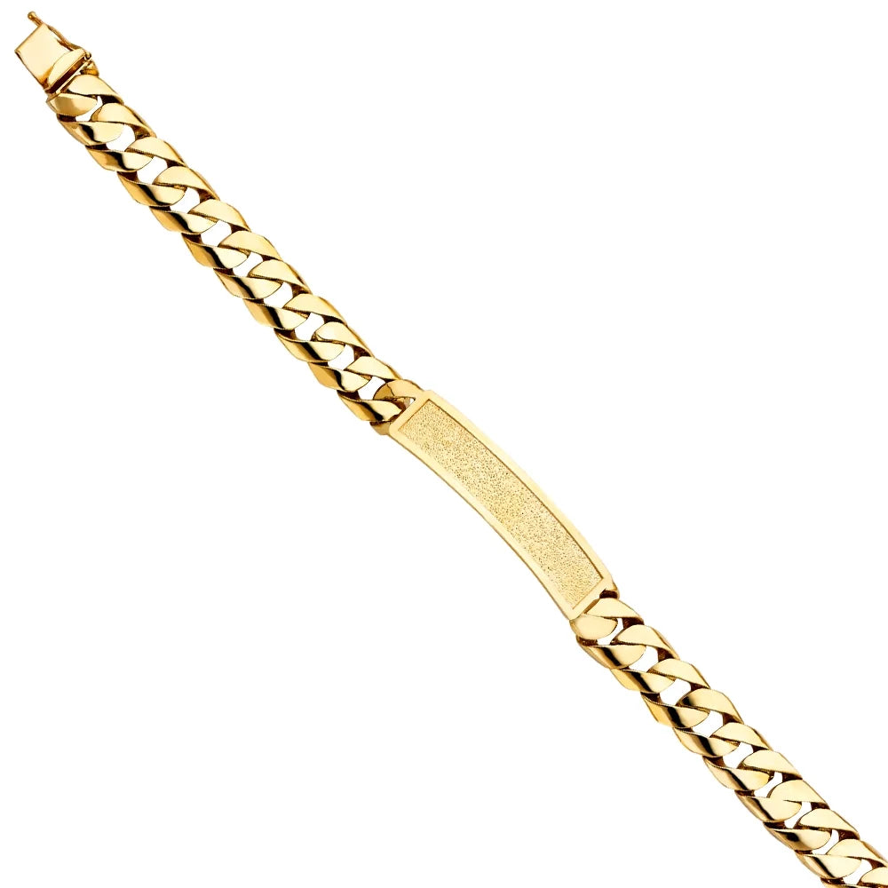 14k yellow gold cuban link id bracelet - 8.5" | elegant 14ky gold chain bracelets for men and women | weight 34.5 | men’s jewelry for gift