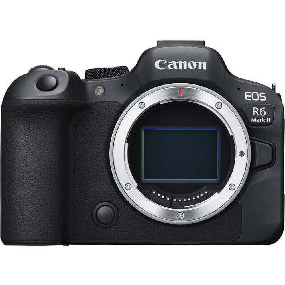 Canon eos r6 mark ii mirrorless camera (5666c002) + canon rf 24-70mm lens + 64gb memory card + case + corel photo software + 2 x lpe6 battery + external charger + card reader + more