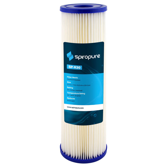 Spiropure 10 x 2.5" pleated polyester filter cartridge, 30 micron (24 pack)