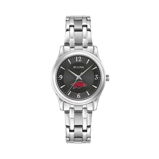 Women's bulova black arkansas razorbacks corporate collection stainless steel watch