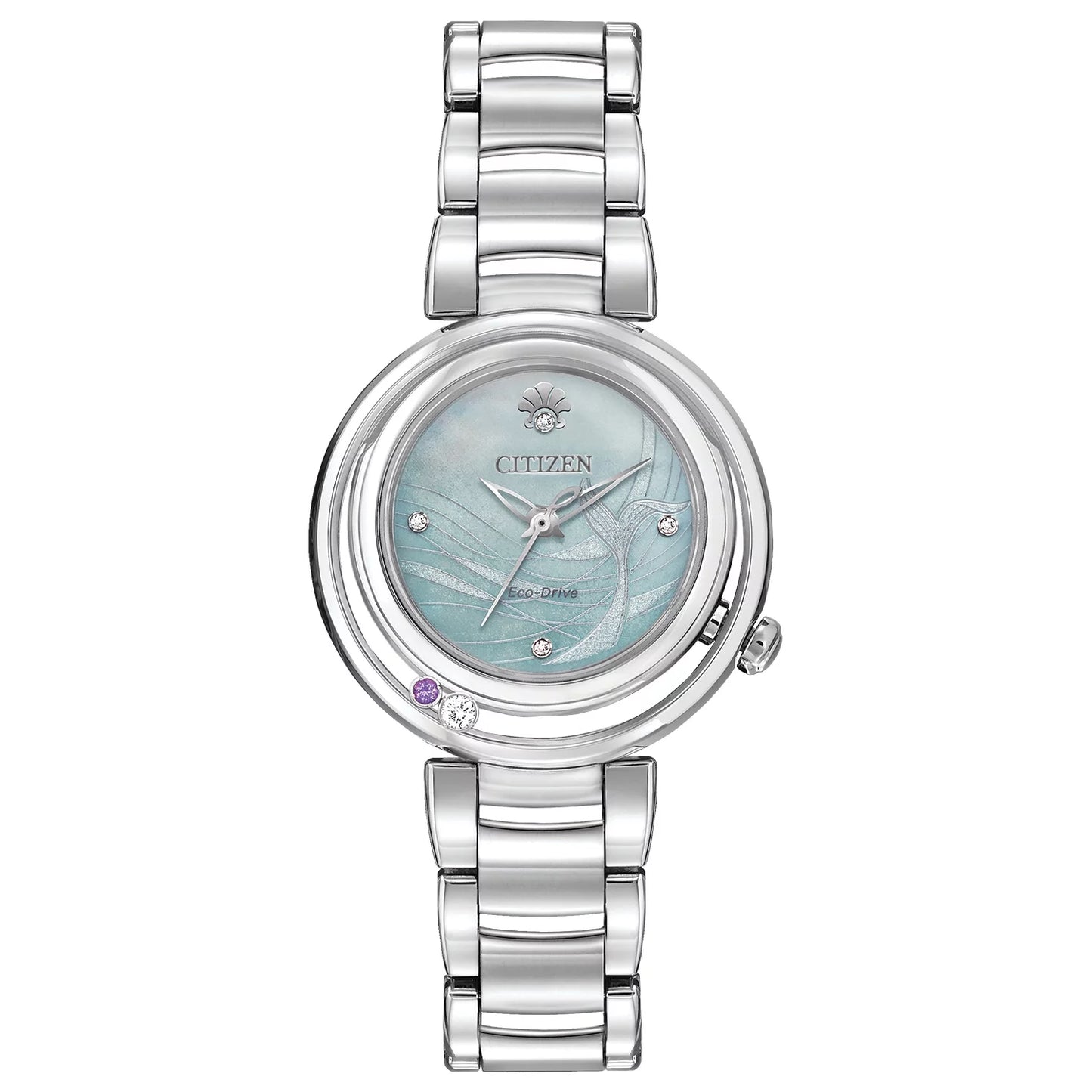 Citizen women's eco-drive disney ariel diamond and crystal accent watch with mother-of-pearl dial - em0820-56n