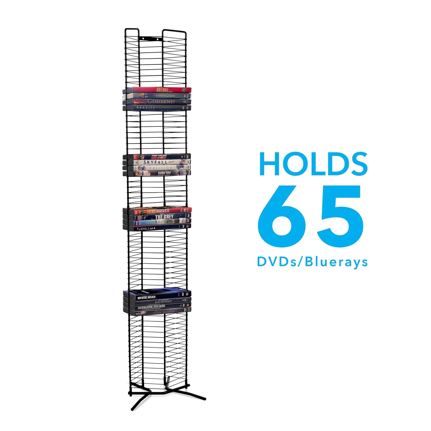 Atlantic contemporary 65-disc onyx heavy guage steel media storage tower, black