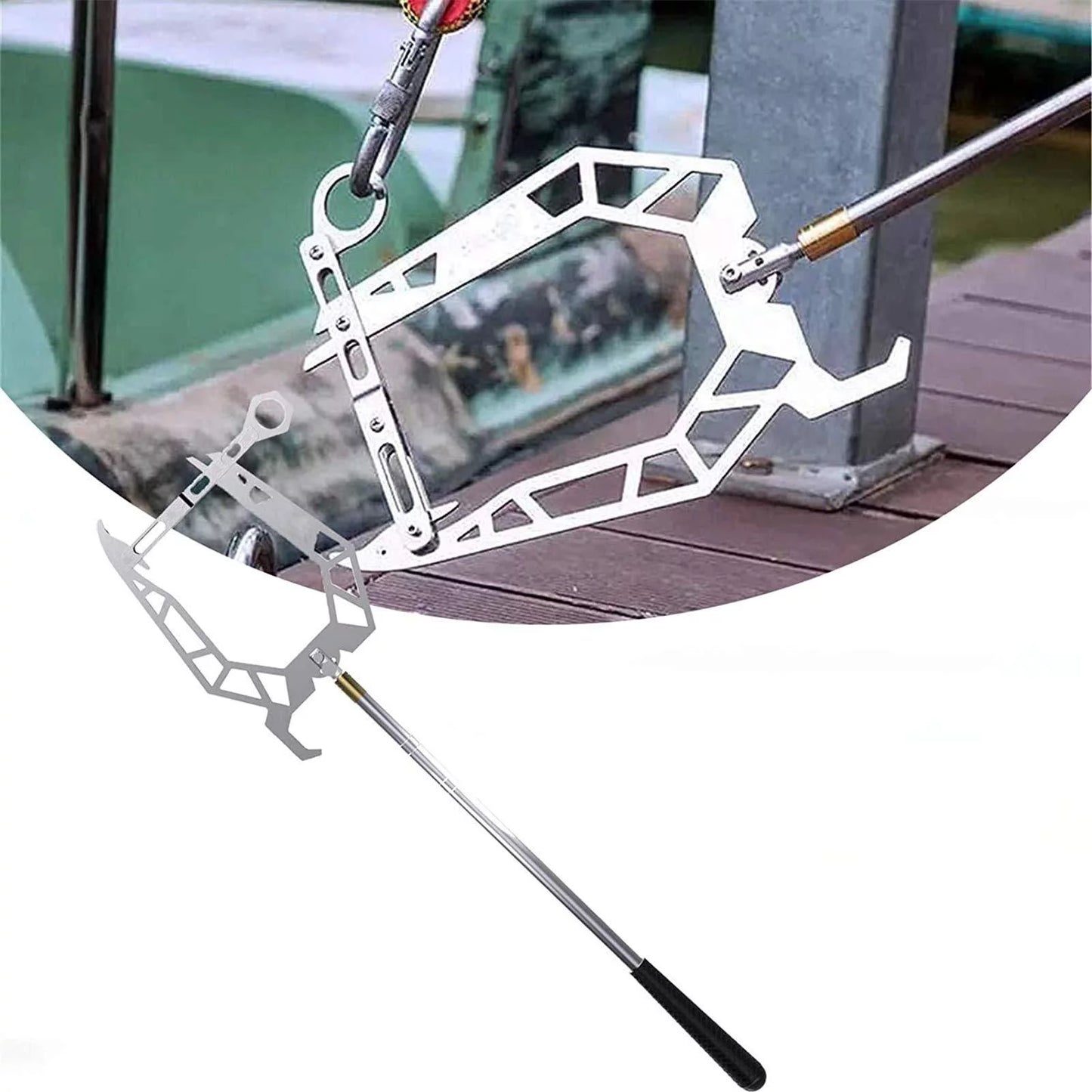 Telescopic boat hook dock hook threader suitable for docking hook and moor, excellent performance