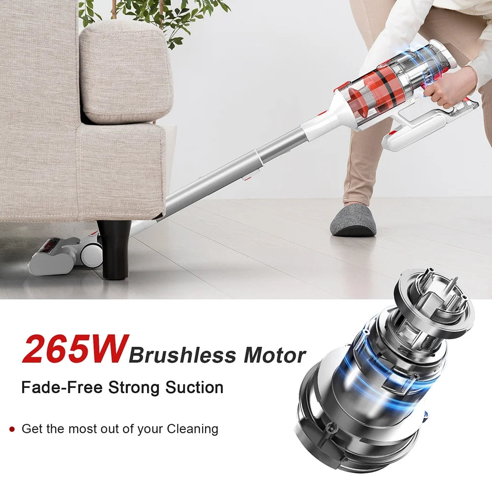 Wnkim cordless vacuum cleaner, 28kpa power suction lightweight stick vacuum with smart led display, up to 50 runtime, 8 in 1 handheld vacuum for pet hair hard floor carpet home, m10