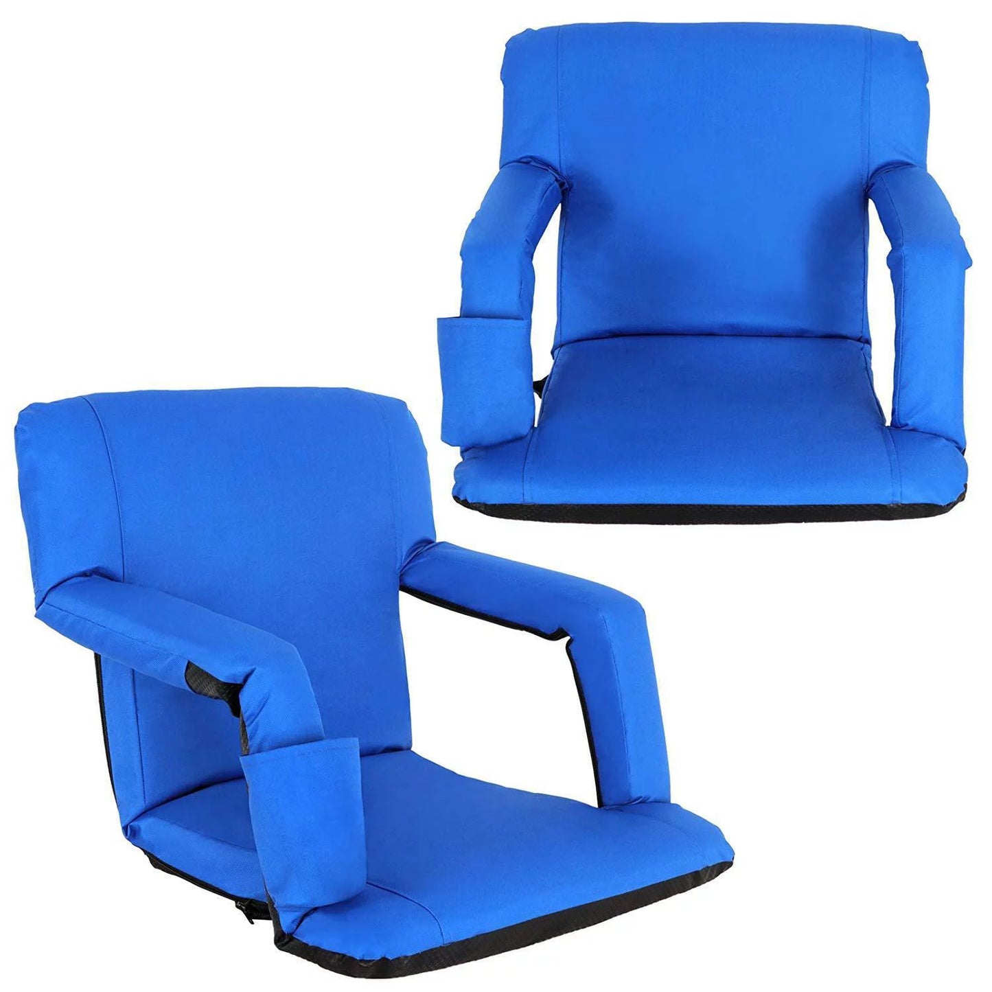 Zenstyle durable water-resistant stadium seat with cup holder 10 tiltable positions - blue