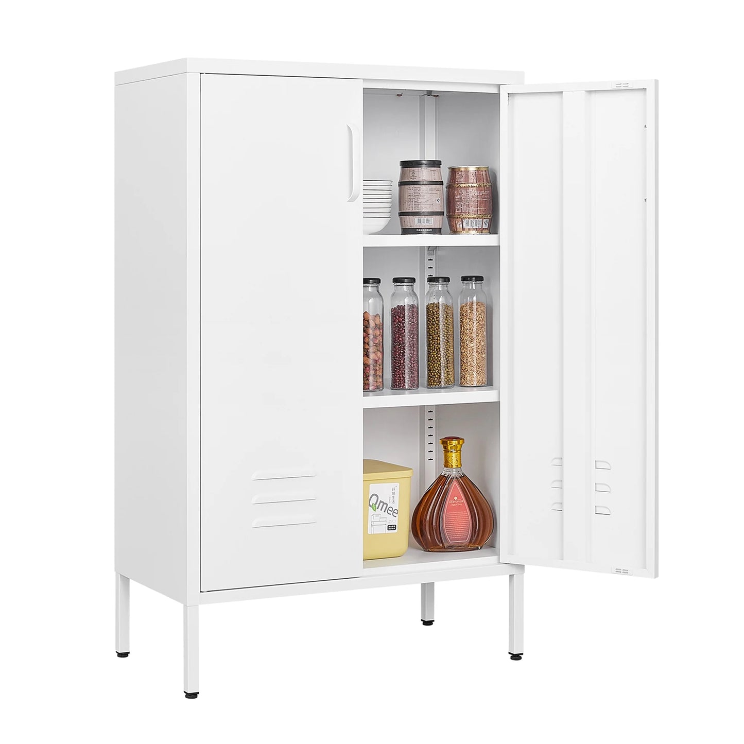 Steel storage cabinets, 2 door miscellaneous storage cabinet, garage tool storage cabinet, white