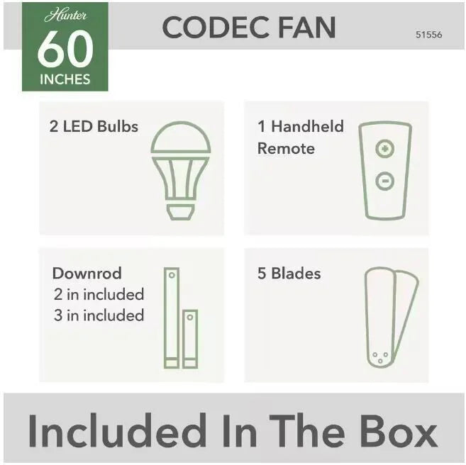 Codec 60 in. indoor matte silver smart ceiling fan with remote and light kit