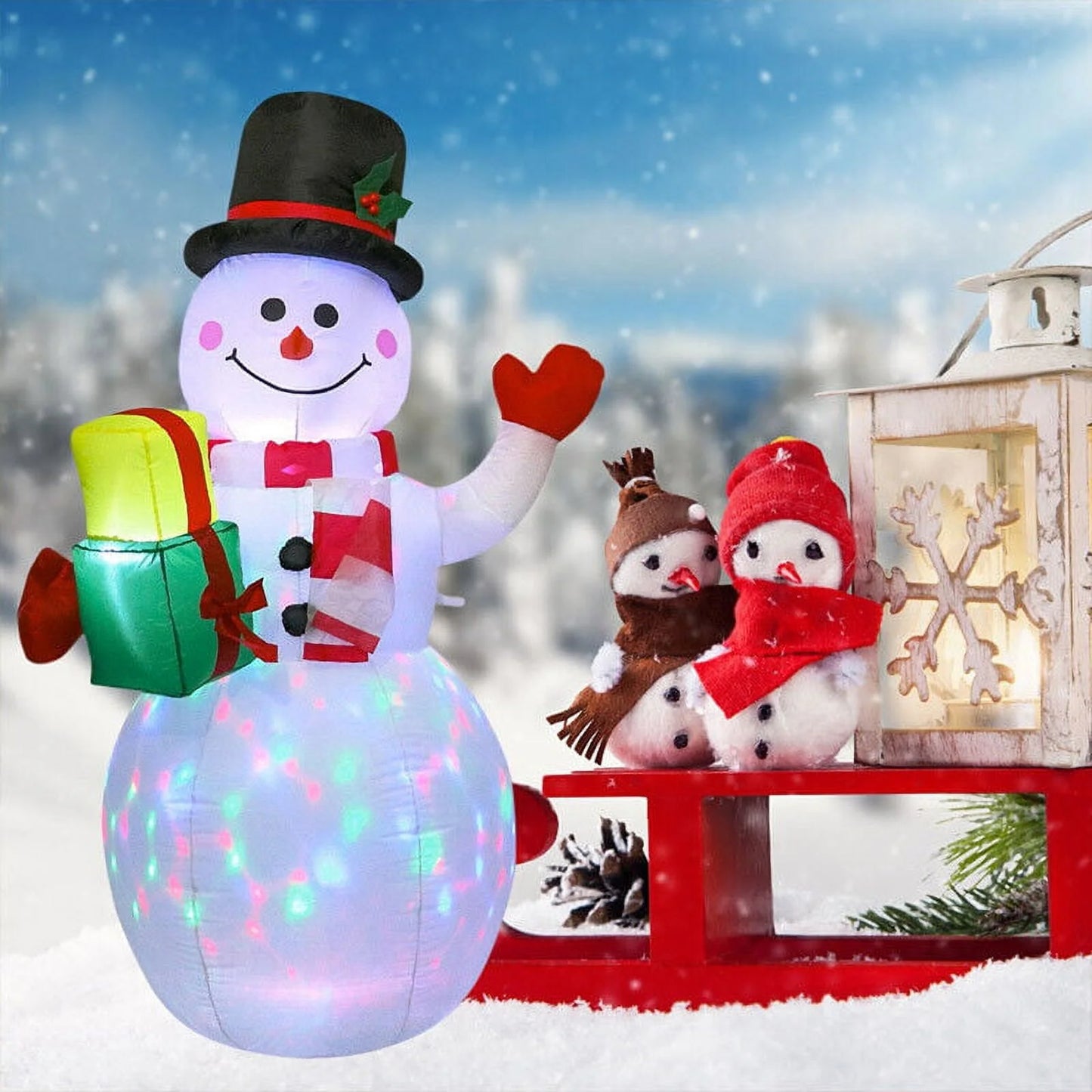 5ft inflatable snowman airblown christmas decor yard decoration led lights for xmas home garden family prop lawn holiday party outdoor decor