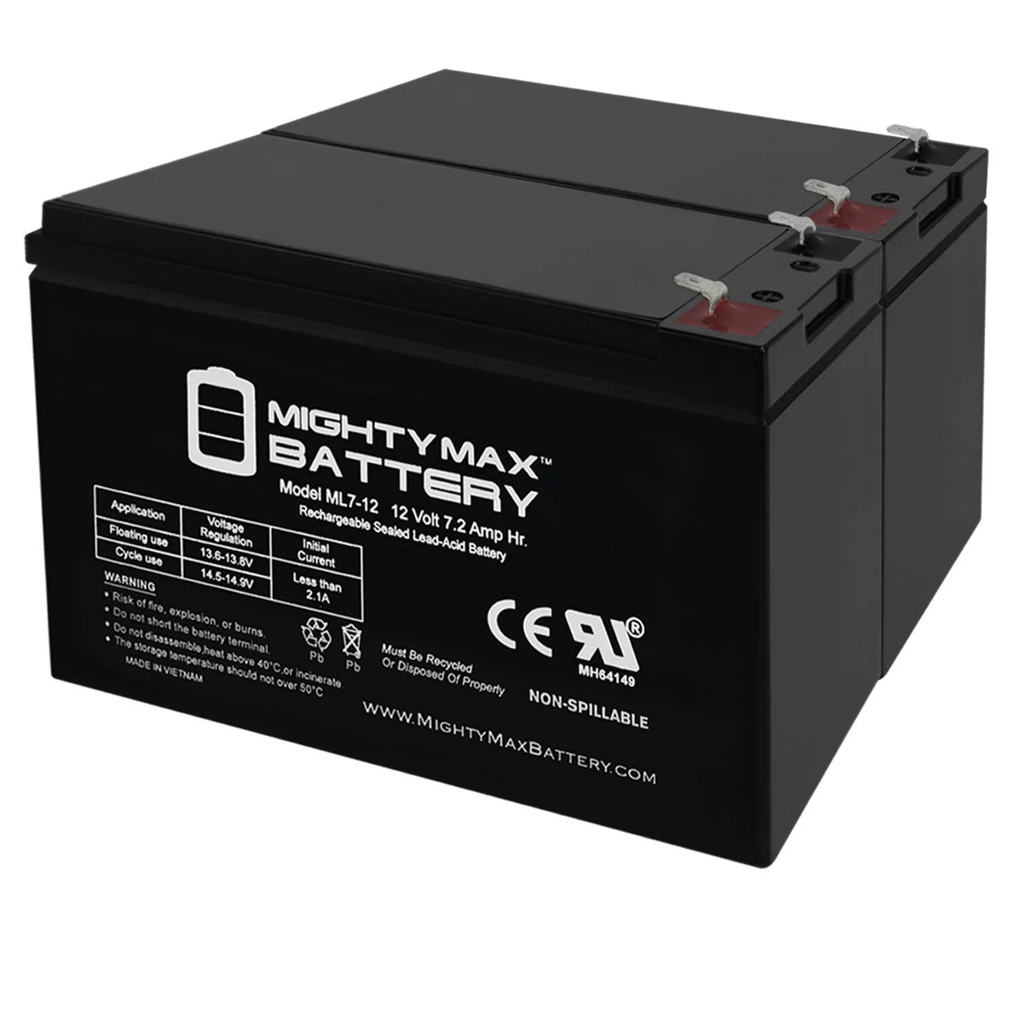 12v 7.2ah sla battery for sea-doo dolphin model # sd554 - 2 pack