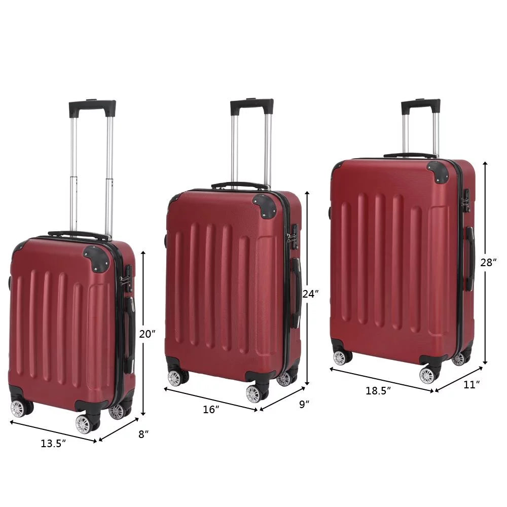 Ubesgoo 3 piece set suitcase spinner hardshell lightweight tsa lock