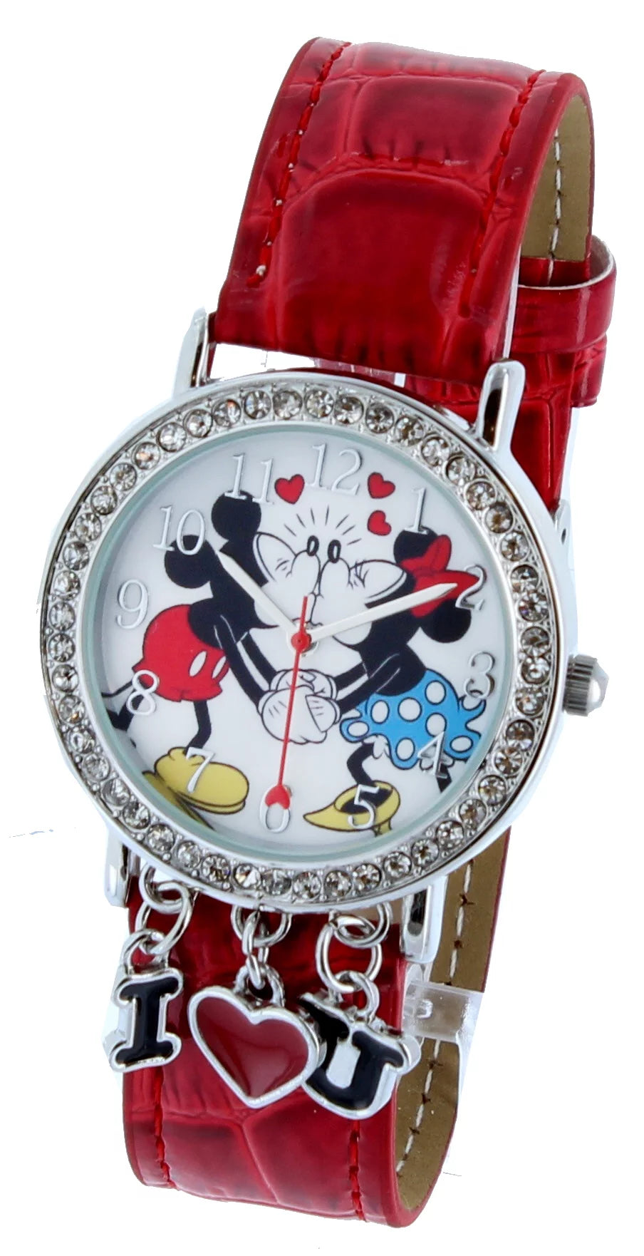 Watch mickey & minnie holding hand & kissing i love you with red band