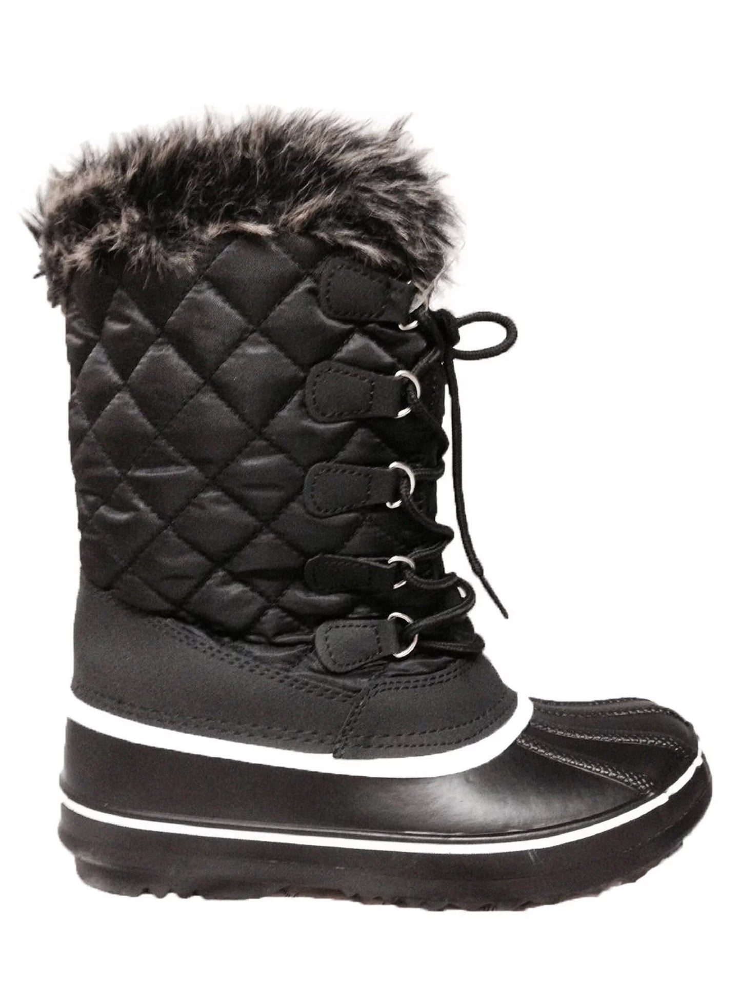 Womens mid-calf warm fur lined snow boots waterproof outdoor non-slip winter shoes