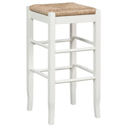 29" sq rush stool, white