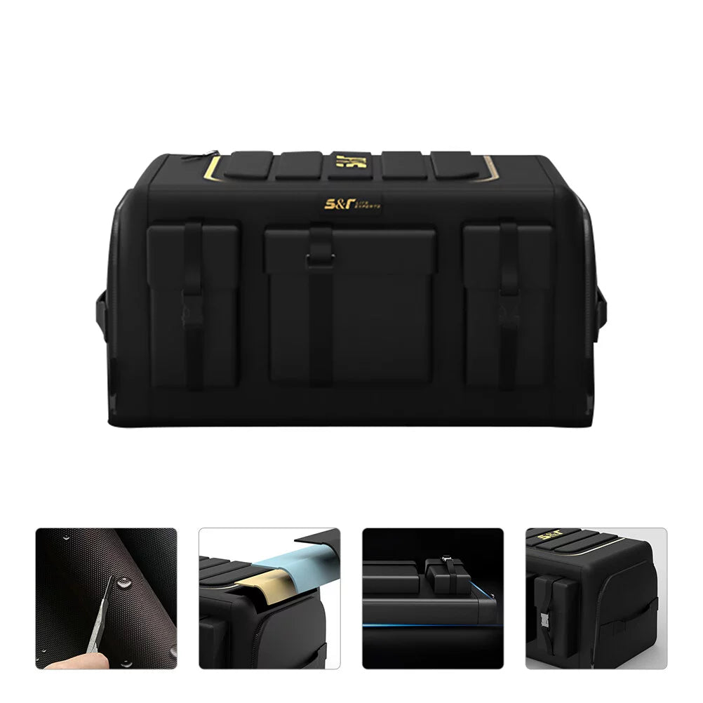 Car trunk storage organizer collapsible auto trunk case storage box (black)