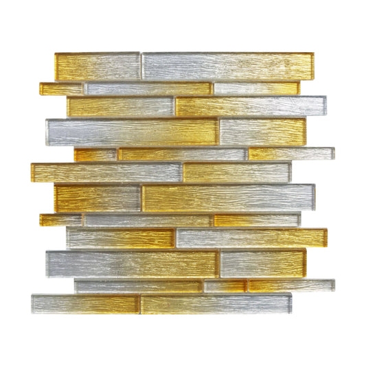 Ws tiles - foil silver/gold 12 in. x 12 in. interlocking glass mosaic wall tile (5 sq. ft. / case)