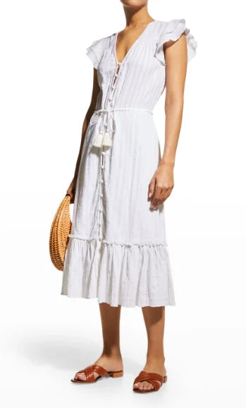 Veronica beard women's white tinzia lurex-striped dress , xl