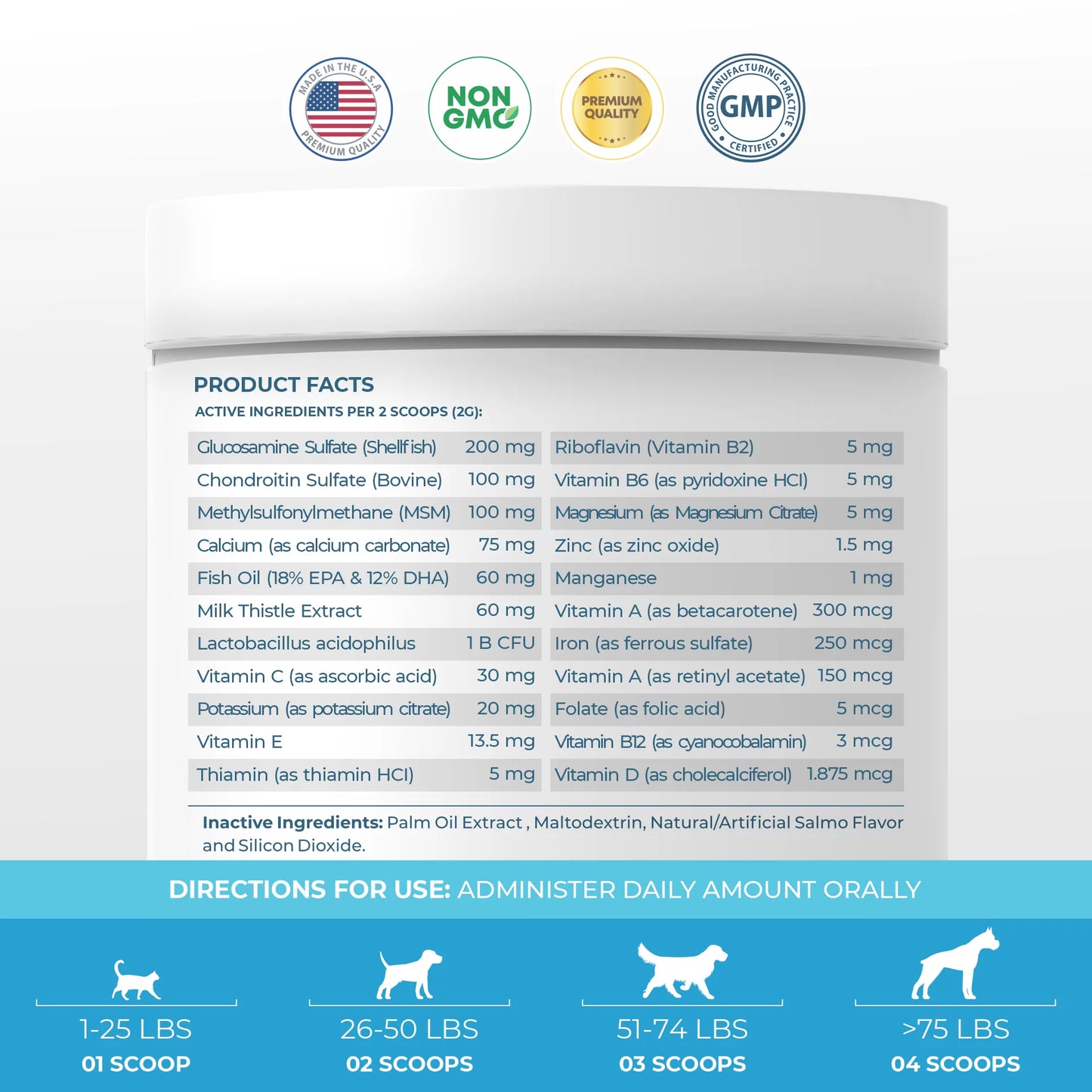 Coco and luna 10 in 1 for dogs and cats - multivitamin powder 4oz (120g)