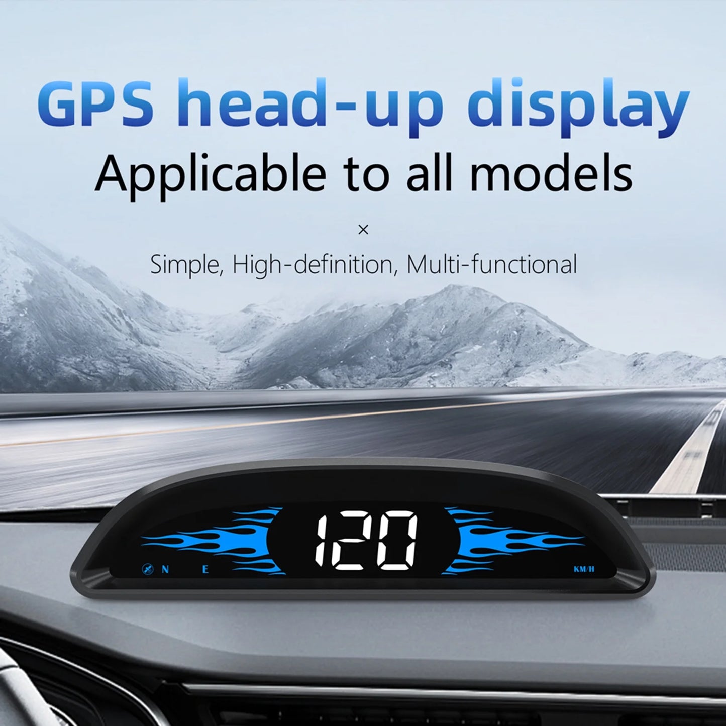 Walmeck car head-up display digital gps navigation speedometer gps dual system display screen with speed/time/direction/mileage vehicle overspeed alarm fatigue driving alarm