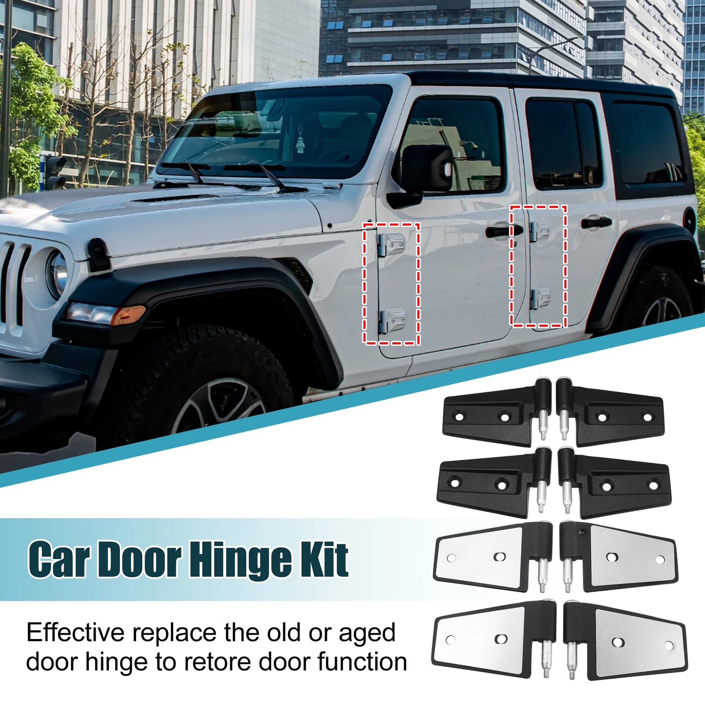 Unique bargains 8pcs door hinge with bolts for jeep wrangler jk 2007-2018 on front rear left right upper door