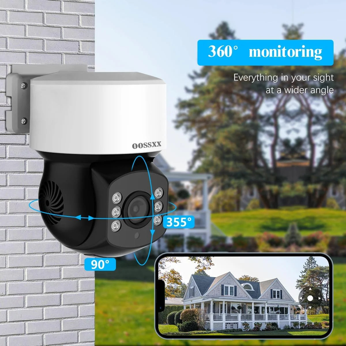 (360° ptz digital zoom) wired security camera system outdoor home video surveillance cameras cctv camera security system outside surveillance video equipment indoor